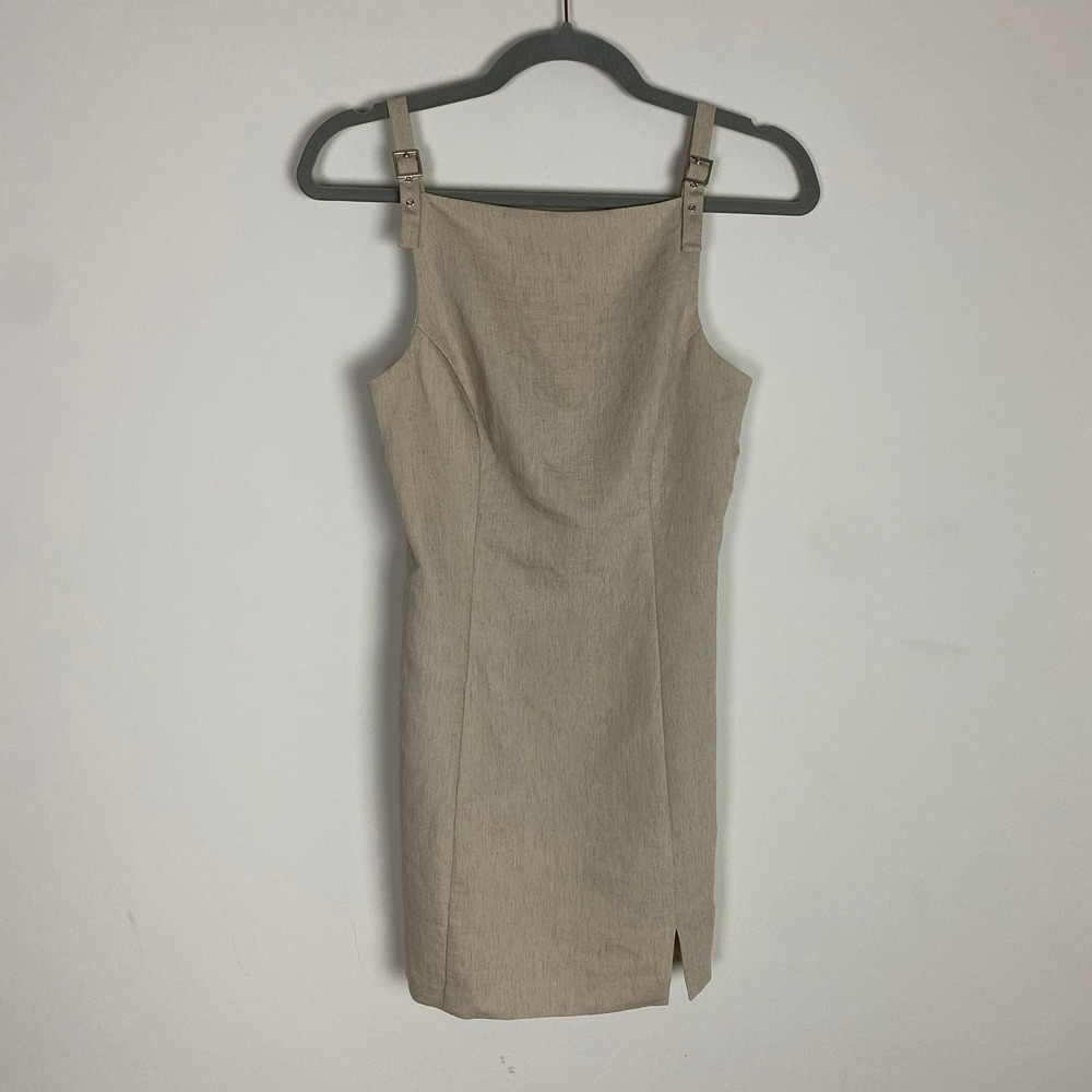 Amanda Uprichard REVOLVE Misena Dress Linen Blend Buckle Strap Mini Dress XS